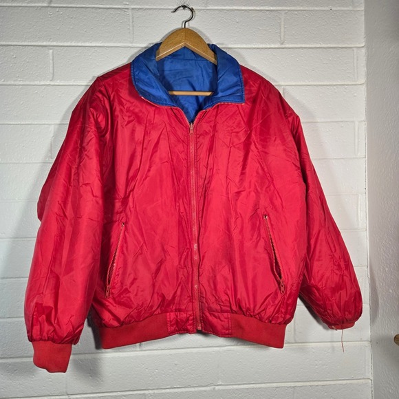 Oakton Limited Other - Vtg Oakton Weather Breaker Jacket Mens XL Tall Red Blue Reversible 80s 90s Retro